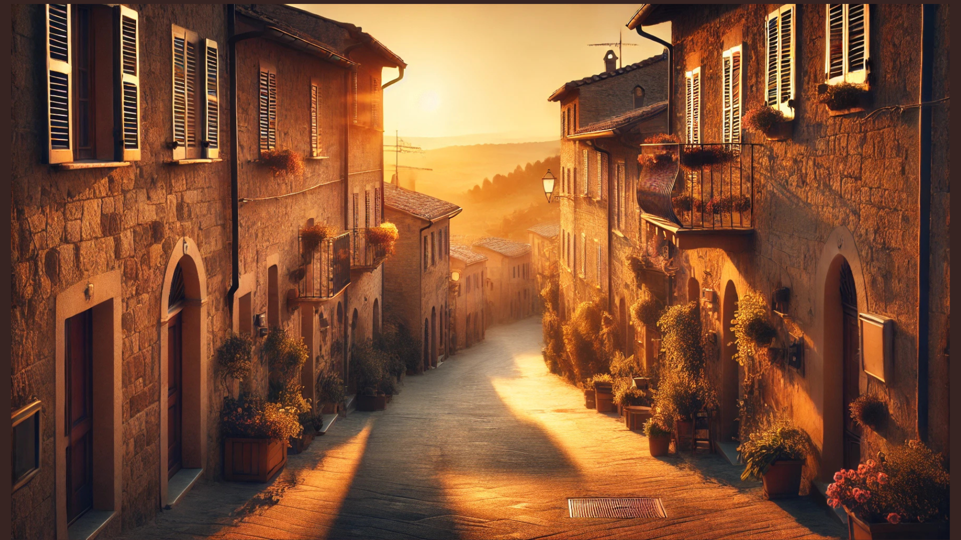 Italiaans straatje, zonsondergang