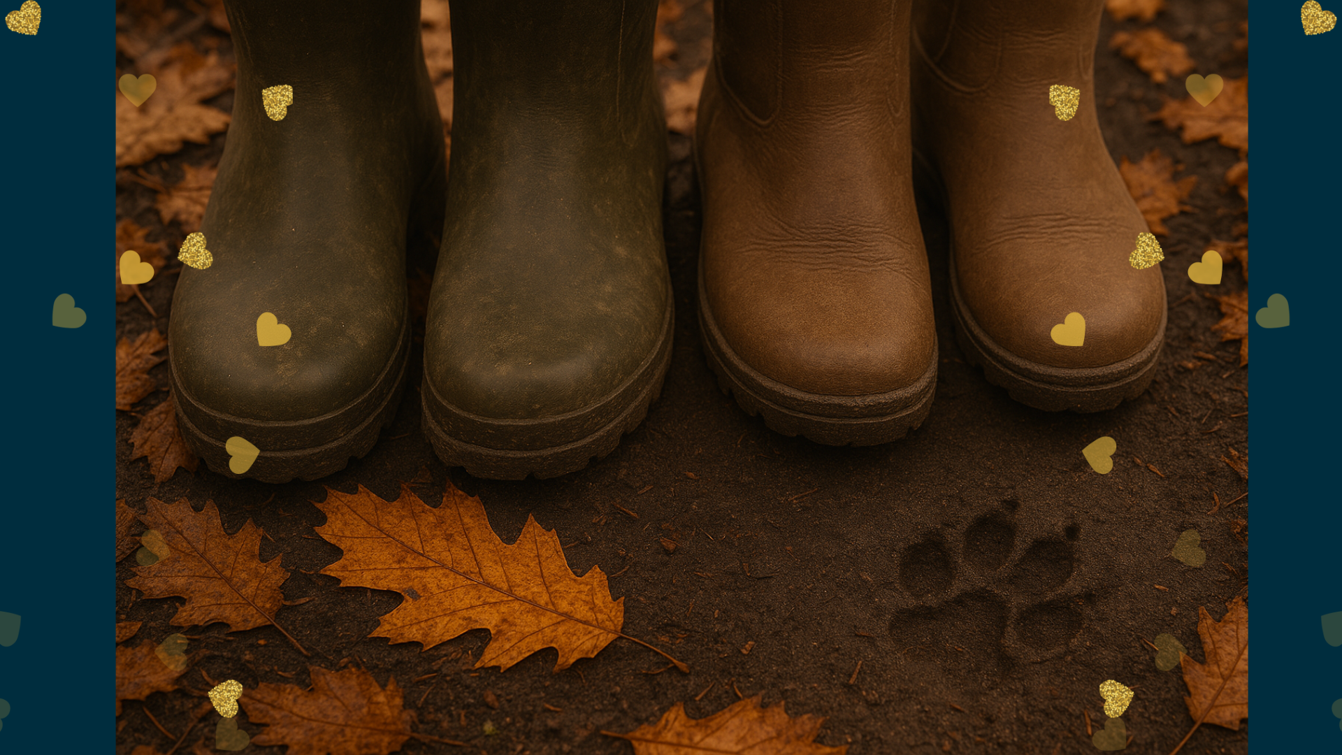 Laarzen, modder, herfst, hondenpoot