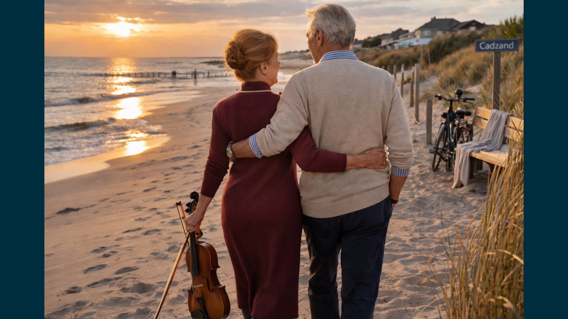 Muziek, viool, strand, Zeeland