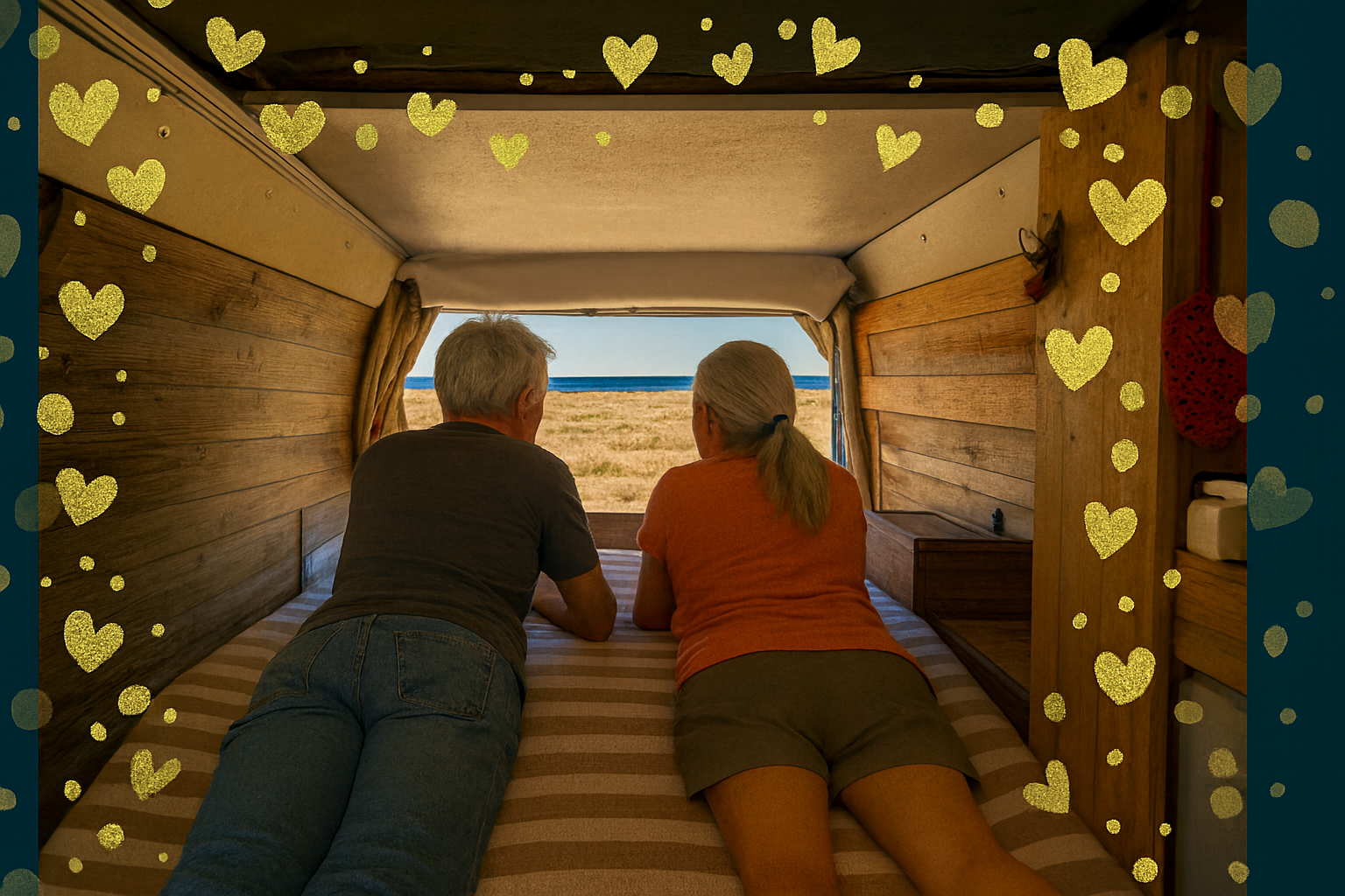 Samen kamperen, uitzicht, camper, genieten
