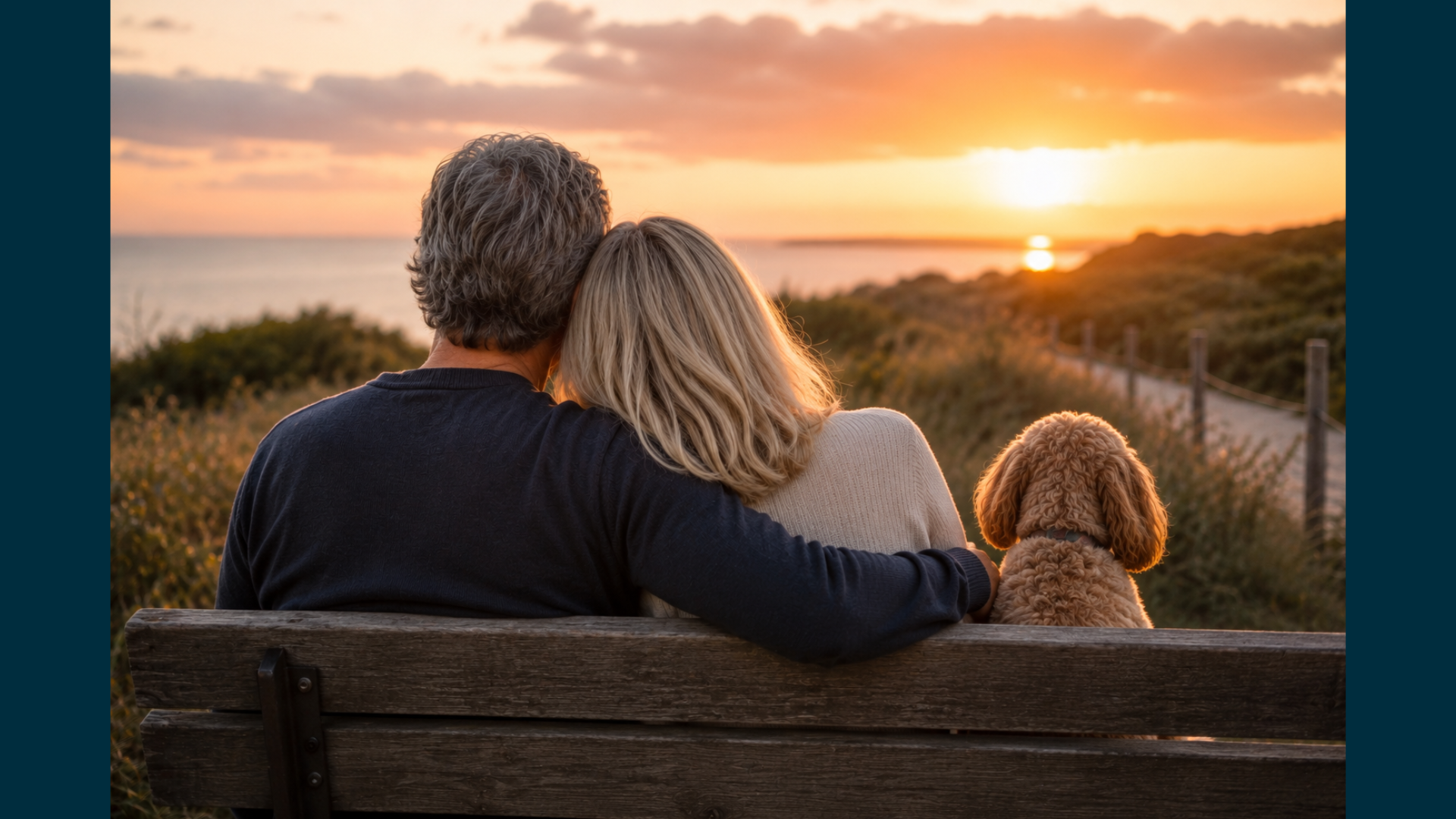 Uitrusten, duinen, zee, samen, hondje