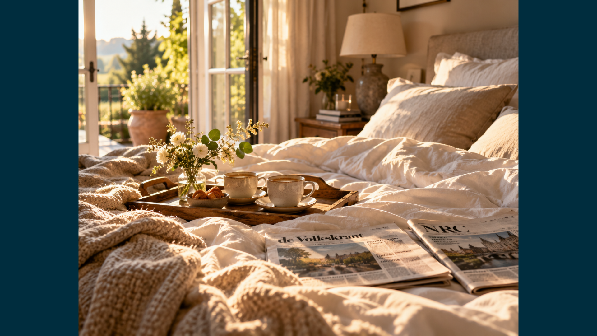 Zondagochtend, bed, koffie, krant